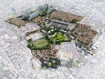 都市開発　鳥瞰建築パース